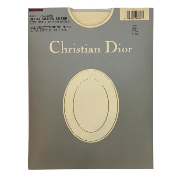 Christian Dior LAllure Ultra Silken Sheer Control Top Pantyhose Sz 4 / XL Ivory - Picture 1 of 3